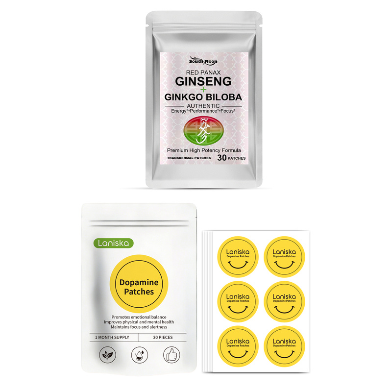 60個入りの「ランイスカ ドーパミン パッチ」と「赤い高麗人 - Ginger Tea のレビューと価格